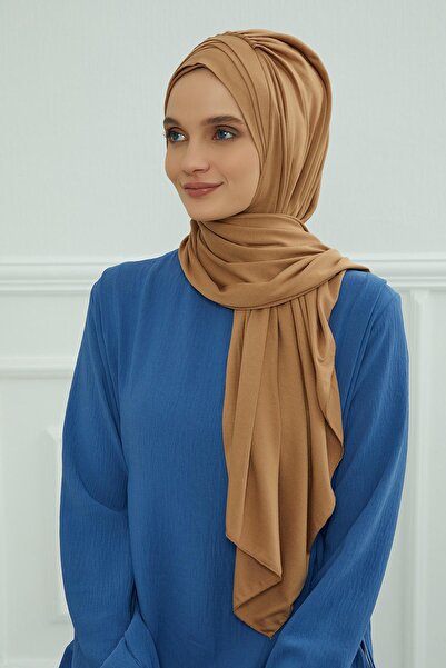 Aisha's Design Πρακτικό χτενισμένο σάλι πολλαπλών σταυρωτών βελονιών, PS-41, ανοιχτό καφέ