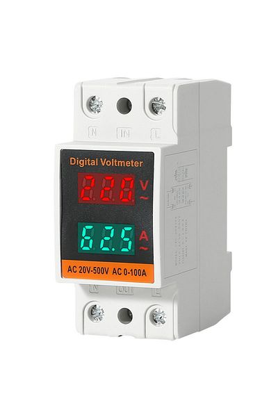 TELEHILL 50-500v Lcd Dual Digital Din Rail Power Meter Ac Voltmeter Ammeter Energy Meter Ac60-500v Ac0-99.9a