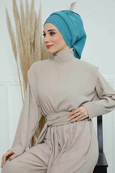 Aisha's Design Pleated Design Aerobin Ready-Made Turban, Ht-108A, Mint Green