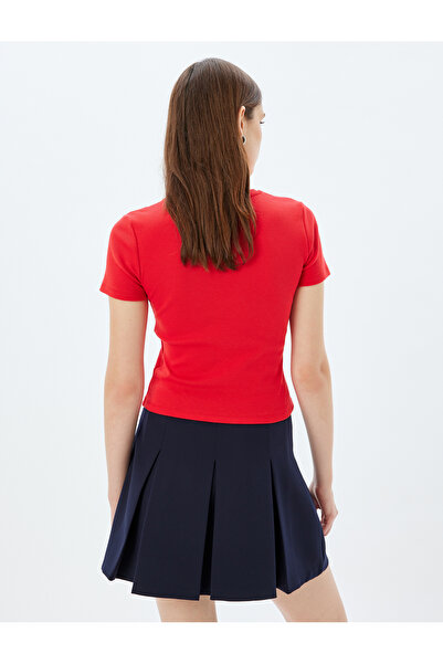 Koton Short Sleeve Crew Neck Cotton Slim Fit Basic Ribbed T-Shirt