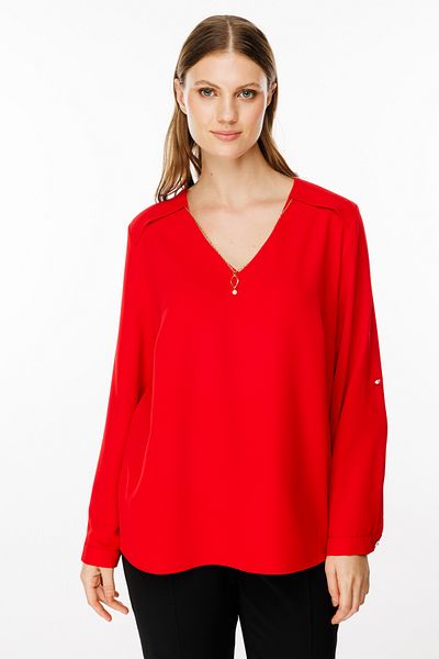 Ekol V-Neck Chain Decorated Blouse