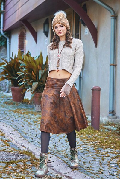 Los banditos Μίντι φούστα με καφέ σχέδιο