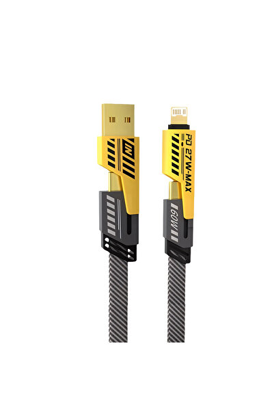 Choice كابل بيانات أسود متعدد الوظائف بطول متر واحد، 4 في 1، شحن فائق السرعة ...