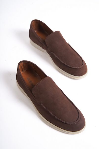 Mubiano -mbkry22103k Καφέ Γνήσιο Δερμάτινο Ανδρικό Loafer Nubuck