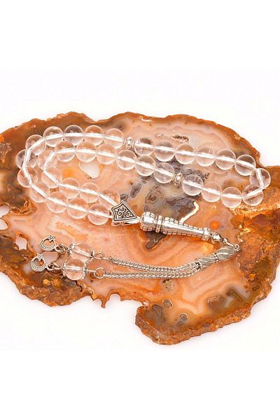 Taş Sandığı Crystal Quartz Stone Rosary 8 Mm