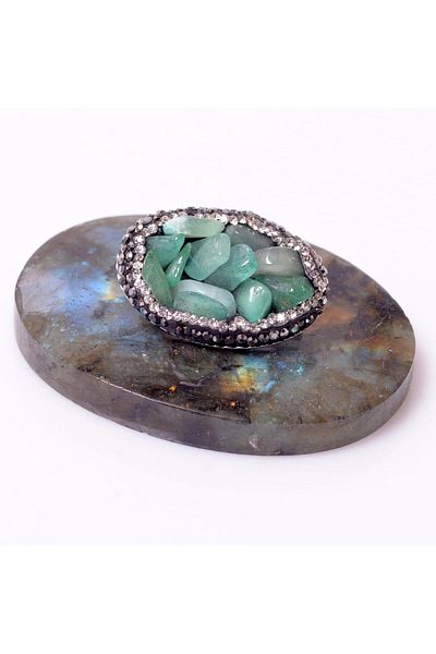 Taş Sandığı Aventurine Stone Brooch - Shiny Stone