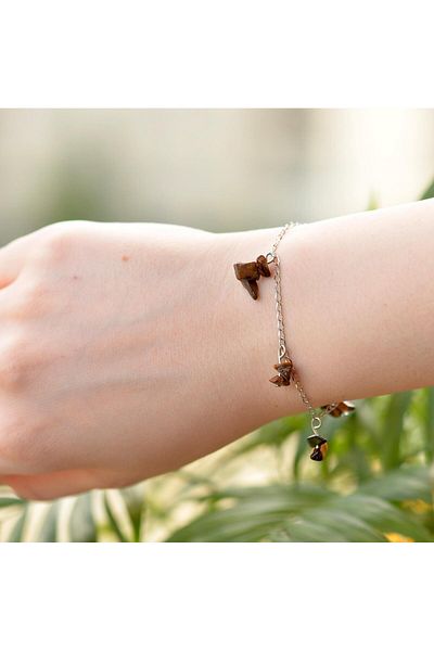Taş Sandığı Tiger Eye Stone Bracelet – With Non-Tarnish Chain