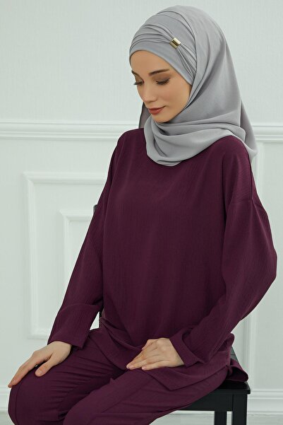 Aisha's Design Accessory Detailed Aerobin Shawl, Cps-94, Gray