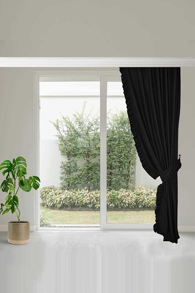 Aisha's Design ستارة خلفية مقاس 245x140 سم - حافة مكشكشة، حافة يمين، pr-2r