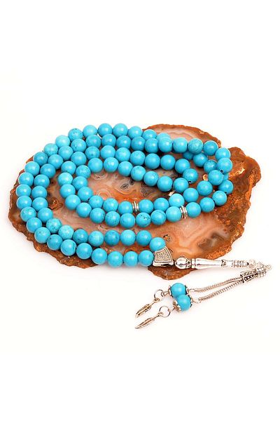 Taş Sandığı Turquoise Stone Prayer Rosary (8 mm)