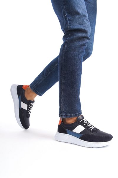 Mubiano Pantofi sport și pantofi sport din piele naturală pentru bărbați Albastru bleumarin -mbknt-lcv