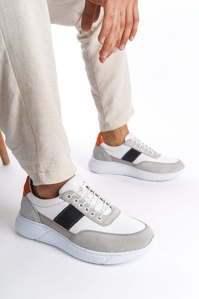Mubiano Pantofi sport și pantofi sport pentru bărbați din piele naturală Gri/alb -mbknt-grb