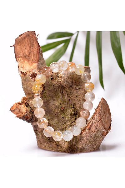 Taş Sandığı White Topaz Stone Silver Bracelet - 10 mm