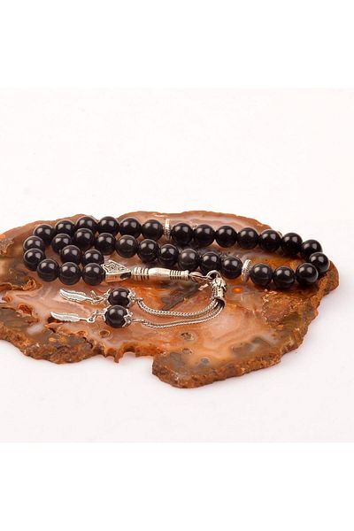 Taş Sandığı Obsidian Stone Rosary (8 mm) - High Quality