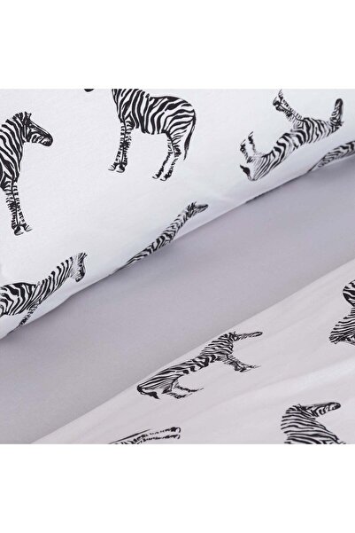 Sarah Anderson Zebra Black 100% Cotton Single Duvet Cover and Pillowcase Set