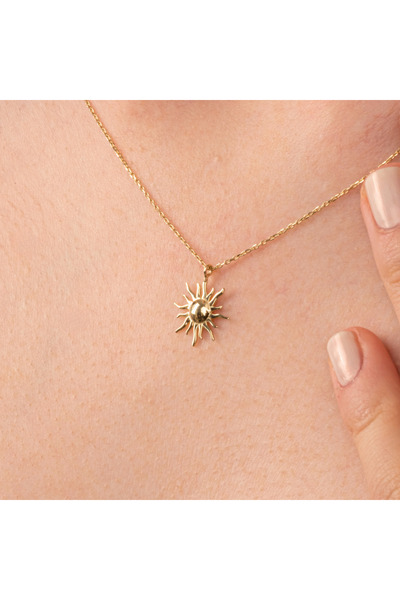 FasekGold Gümüş Kolye - Güneş 925 Ayar Gümüş Kolye