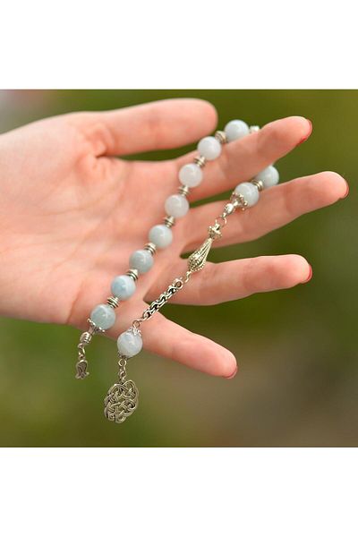 Taş Sandığı Aquamarine Stone Zaza Rosary -10 Mm