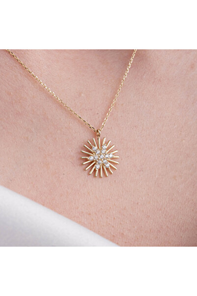 FasekGold Gümüş Kolye - Aşk Pusulası Taşlı Modern Tasarım Tarz 925 Ayar Gümüş...