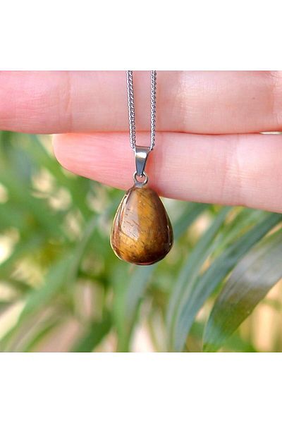 Taş Sandığı Tiger Eye Stone Drop Necklace