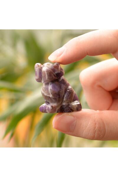 Taş Sandığı Ametist Taşı Köpek Figürü - 4 Cm