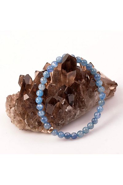 Taş Sandığı Kyanite Stone Bracelet - 6 mm with Silver Apparatus