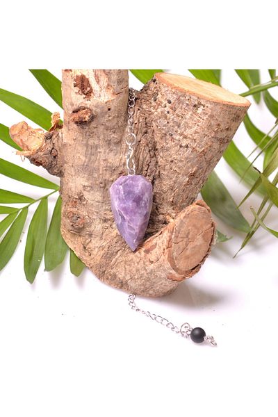 Taş Sandığı Facet Cut Lepidolite Stone Pandula - Pendulum