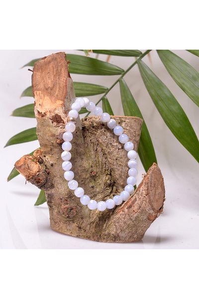 Taş Sandığı Blue Chalcedony Stone Bracelet - 6 mm