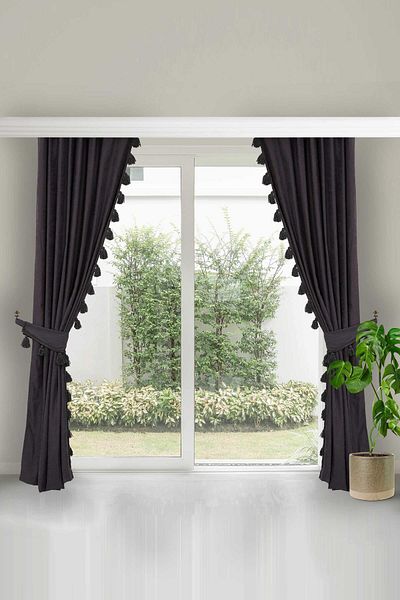 Aisha's Design Double Edge Tassel Background Curtain - PR-1