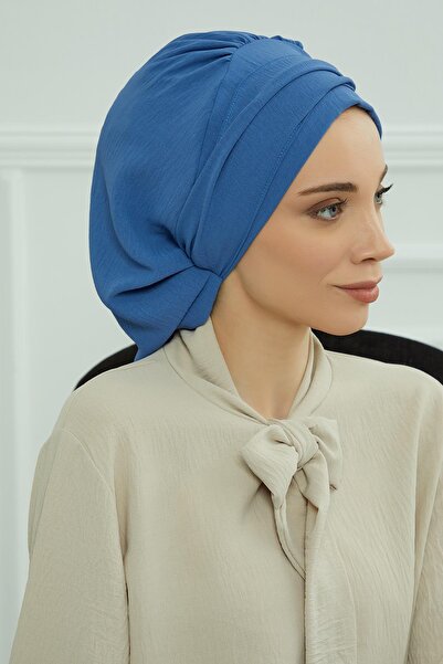 Aisha's Design Aerobin Ready-Made Turban with Fabric Accessories, Ht-93, Blue