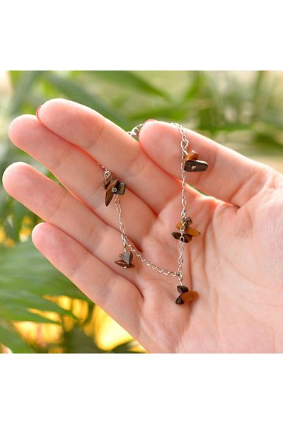 Taş Sandığı Tiger Eye Stone Bracelet – With Non-Tarnish Chain