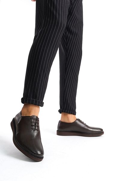 Mubiano Men's Genuine Leather Laced Classic Shoes Brown-Mbeyy23212-Kh