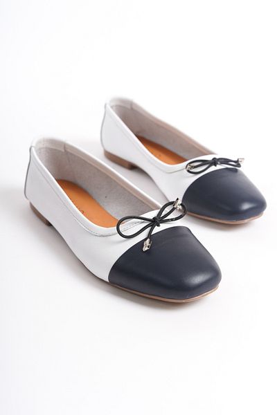 Mubiano Collection Women's Genuine Leather Ballerinas White -Mcmng2277-B