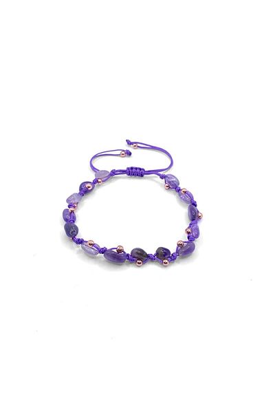 OSMANLI DEĞERLİ TAŞ Amethyst Natural Stone Ladder Closure Natural Thin Cut Bracelet Special Design 1