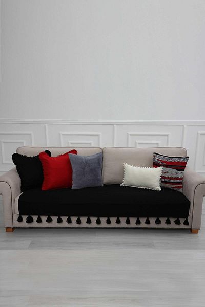 Aisha's Design 90x210 Black Tufted Sofa Cover - Ko-19