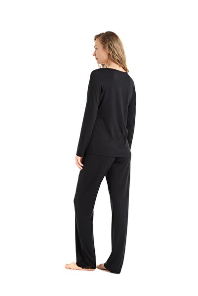 Blackspade Kadın Uzun Kol Siyah Lenzing Micro Pijama Takım C1T0N6O15