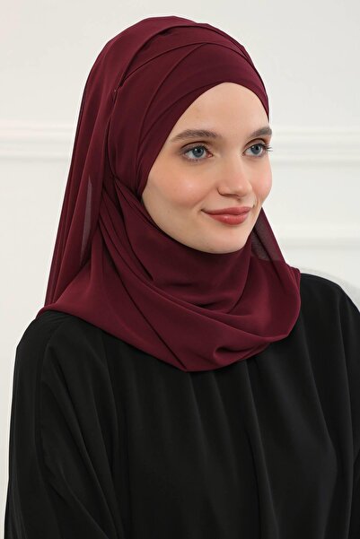 Aisha's Design Πρακτικό σάλι από σιφόν κλασικού σχεδιασμού, CPS-15, CPS-15, μπορντό