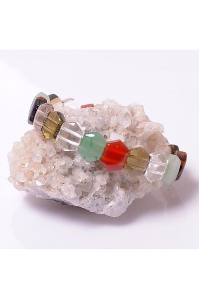 Taş Sandığı Chakra Stones Bracelet - Hexagonal Cut