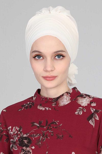 Aisha's Design عمامة شيفون جاهزة - تصميم متقاطع، Ht-30