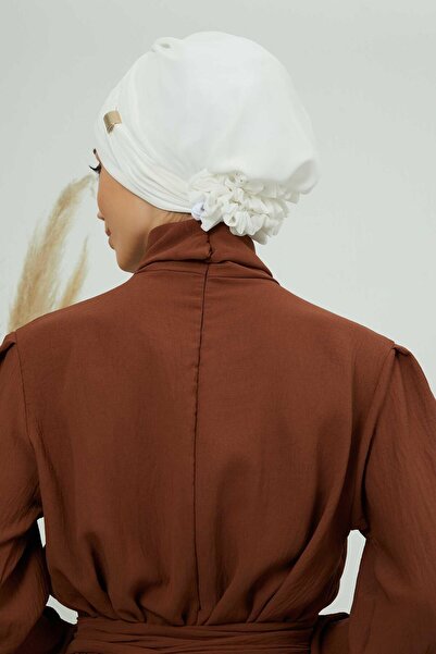 Aisha's Design Chiffon Ready-Made Turban with Accessories,Ht-95S,Ht-95S,Cream