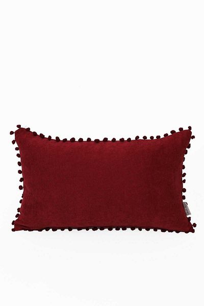 Aisha's Design Plain Rectangular Throw Pillow Cover - With Pompom Edge, k-110