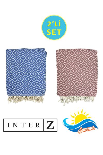 INTER Z Σετ 2 πετσέτες Peshtemal & Beach - 100% βαμβάκι, XXL 90x170cm, Bodrum