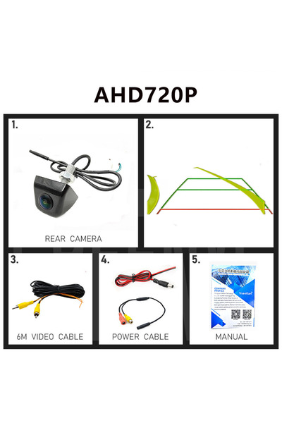 Choice3 كاميرا الرجوع للخلف العالمية للسيارات من نوع AHD، مزودة بخط ديناميكي،...