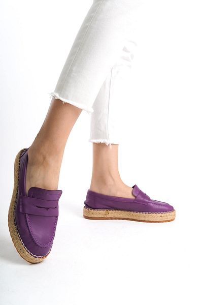 Mubiano Mbsvk23A001-Mr Women's Genuine Leather Purple Espadrilles & Ballerinas