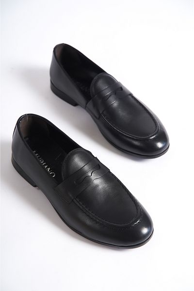 Mubiano Мъжки черни мокасини с колан Mbkry202s