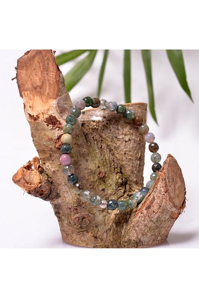 Taş Sandığı Agate Stone Bracelet 6 mm Faceted cut - Indian Agate