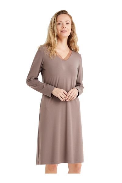 Blackspade Women's Long Sleeve V-Neck Mink Viscous Nightgown C1T2N6O15