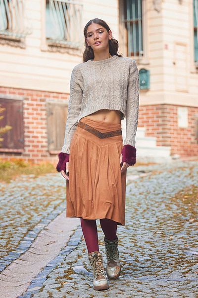 Los banditos Μίντι φούστα Taba Flared Suede