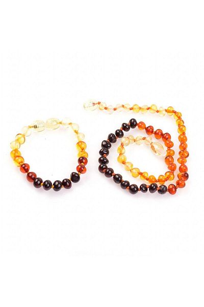 Taş Sandığı Yellow Drop Unisex Baby Necklace and Bracelet