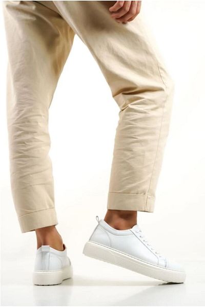 Mubiano M3-b White Genuine Leather Men's Sports Shoes & Sneakers