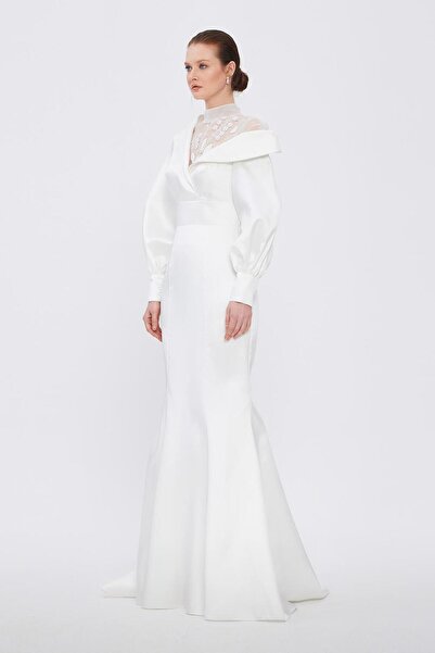 CENGIZ AKTURK Embroidered Balloon Sleeves Long Hijab Evening Dress - 2067C